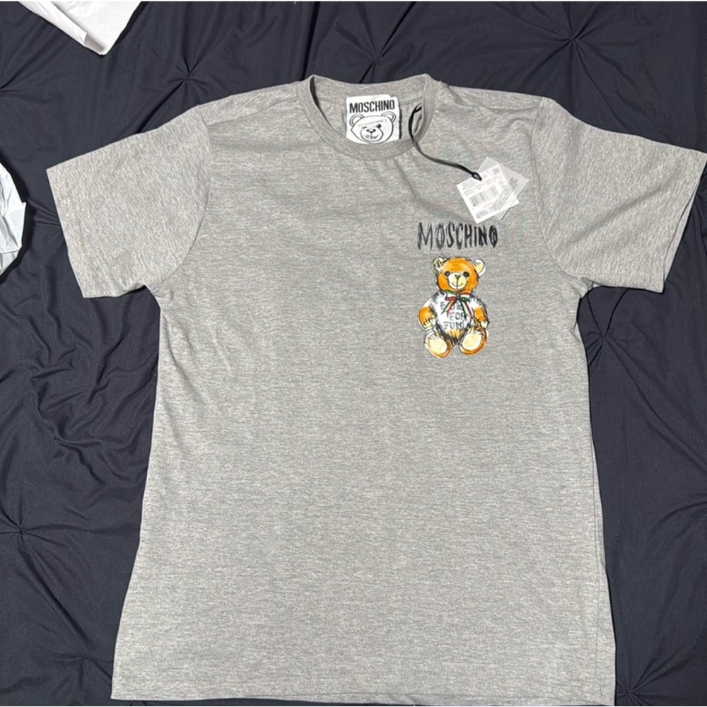 Moschino Couture Teddy Bear T-Shirt Mens Size 38 Large Grey NWT